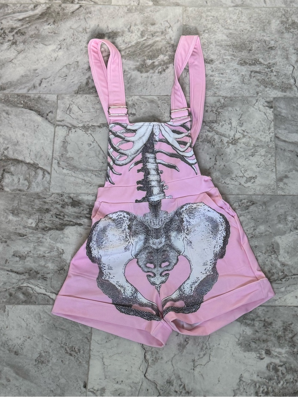 Pink ribs short overalls